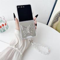 Applicable to Samsung ZFlip7 folding mirror four corners anti-drop acrylic zflip6 butterfly bracket bracelet protective case samsung zflip7