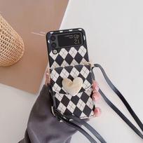 Applicable to Samsung ZFlip3 folding diagonal span love card bag, mobile phone case zflip4 card case PocketS z flip1/2