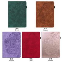 Suitable for ipad 10.9 2026 flat leather case mini6 retro peacock flower embossed card holder shell ipad mini6 žalia