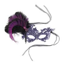 Halloween Mask,Masquerades Venetians Mask Feather Lace Eye Mask,Half Face Masquerades Mask for Carnivals Ball Party 1 violetinė