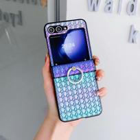 Samsung folding 1 in 1 mobile phone case all-inclusive gradual change woven pattern mobile phone leather case Samsung ZFlip1 mobile phone Z FLIP5