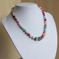 New Faashion 6-14mm Natural Pink Green jade Jasper Necklace
