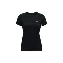 Under Armour Velocity Solid Crew Logo Print Compression Short Sleeve T-Shirt Women Tops Black 1298706-001 XS