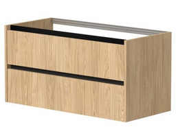 Apatinė spintelė po praustuvu KAME City, BU/12-3DR/35P2, juodi profiliai, 120 cm, Šviesus ąžuolas