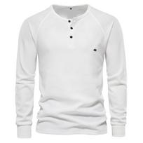 European and American Style Men's Autumn Winter Crew Neck Base Shirt Long Sleeve Waffle T-Shirt Solid Color Pullover S balta