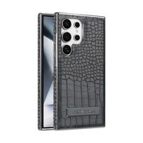 Boutique Krokodilo tekstūros odinis stovas dėklas Samsung Galaxy S25 Ultra S24+ Plus S23 magnetinis dangtelis atlenkiamas stovas Premium Galaxy S24 Ultra mėlyna