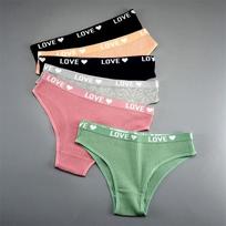 6 PCS/Pack Women Underwears Low Waist Cute Girls' Letters Waistband Cotton Briefs Comfortable Seamless Ladies Lingerie M