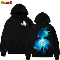 Japanese Anime Dragon Ball Hooded Sweatshirt Men's Goku Manga Pattern Street Wear Pullover Hooded Long Sleeved Wool Sweatshirt S