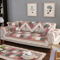 Cotton Quilted Sofa Mat Pastoral Put Together Non Slip Fabric Couch Pad for All Seasons Universal Dust Cover for Hotel Sofas 45x45cm pillowcase