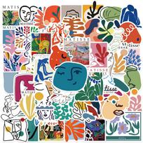 50 vnt. Matisse abstraktaus meno animacinių filmų grafiti lipdukai „Pasidaryk pats“ telefonui, gitarai, nešiojamajam kompiuteriui, nešiojamojo kompiuterio lagaminui, puodeliui, vandeniui atsparūs lipdukai, vaikų žaislas