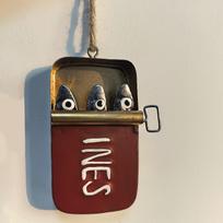 Sardines Sea Jar Handmade Three Sardine Metal Hanging Decoration With A Hook To Hang Them Sticking Out Of The Half Rolled Can