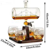 1 Set Creative Antique Boat Shape Decanter Red Wine Whiskey Glass Decanter 1 Bracket 1 Decanter 4 Cup Combination Set 901-1000ml