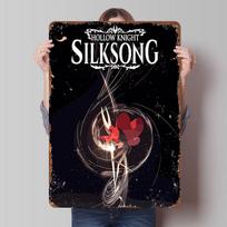 Hollow Knight Silksong Game Art Tinplate Poster Customized Wall Art Vintage Retro Metal Signs for Decoration Garage Decorations 7.9x11.8In(20x30cm) black
