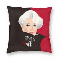Meryl Streep Miranda Priestly Square Pillowcase Polyester Linen Velvet Printed Zip Decorative Bed Cushion Cover Peach skin 18*18(CM)-1Pcs
