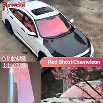 Saulės tamsinimo plėvelė Ghost Rose Red Chameleon VLT78% Priekinio stiklo plėvelės Automobilio priekinio galinio stiklo tamsinimas Priekinio stiklo apsauga 50cmX100cm black
