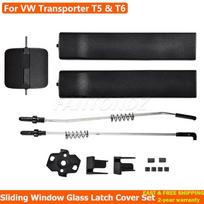 VW Transporter Multivan Caravelle T5 T6 Šoninės stumdomosios lango stiklo fiksatoriaus dangtelio rinkinys Remonto rinkinys 7H0847788A 7H0847781B