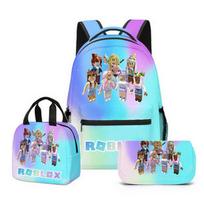 Roblox Virtual World 3 Piece School Bag Set Backpack Double Layer Pencil Case Lunch Bag For Girls Middle And Elementary Students