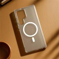 Magnetic Case For Samsung Galaxy S24 Ultra S25 S26 Ultra For MagSafe Matte AG Transparent Back Cover Bumper Metal Button Shell Galaxy S24 Ultra