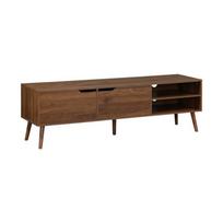 Meuble TV décor bois de noyer. 2 portes. 1 étagère. 160cm