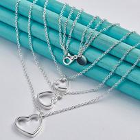 URMYLADY 925 Sterling Silver trijų širdelių pakabukas karoliai moterims, vestuvių vakarėlio madingi papuošalai 45cm