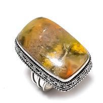 Bumblebee Jasper Gemstone 925 Sterling Silver Gift Jewelry Ring Size 8 beige