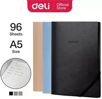 Užrašų knygutė DELI , A5, 96lapų, langeliais, pu-viršelis, įvairių spalvų