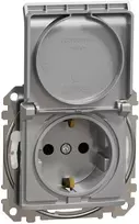 Kištukinis lizdas su įžeminimu ir dangteliu Schneider Electric Sedna Design SDD213024 (IP44, aliuminis)