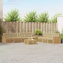 Lauko sofos komplektas 8 vnt. 7 vietos Balta ir kreminė