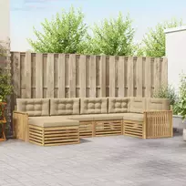 Lauko baldų komplektas Lauko sofos komplektas 6 vnt. 6 vietos Balta ir kreminė