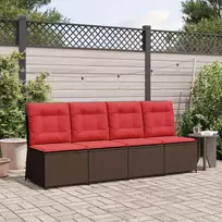 Lauko baldų komplektas Sodo sofa su pagalve Ruda ir raudona poliratanas