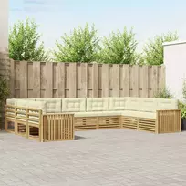 Lauko sofos komplektas 9 vnt. Balta ir kreminė