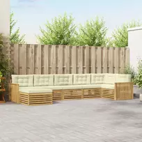 Lauko sofos komplektas 7 vnt. 7 vietos Balta ir kreminė