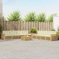 Lauko baldų komplektas Lauko sofos komplektas 9 vnt. 8 vietos Balta ir kreminė