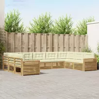 Lauko baldų komplektas Lauko sofos komplektas 9 vnt. Balta ir kreminė