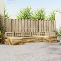 Lauko baldų komplektas Lauko sofos komplektas 7 vnt. 7 vietos Balta ir kreminė