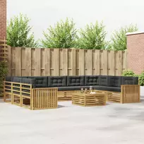 Lauko sofos komplektas 10 vnt. Balta ir antracito