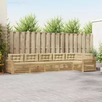 Lauko sofos komplektas 6 vnt. Balta ir kreminė Poliesteris
