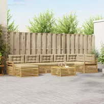 Lauko sofos komplektas 8 vnt. 7 vietos Balta ir kreminė