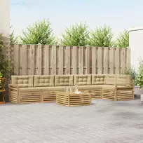 Lauko sofos komplektas 7 vnt. Balta ir kreminė Poliesteris