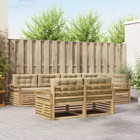 Lauko baldų komplektas Lauko sofos komplektas 7 vnt. 7 vietos Balta ir kreminė