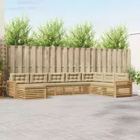 Lauko sofos komplektas 8 vnt. 7 vietos Balta ir kreminė