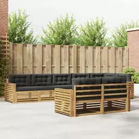 Lauko baldų komplektas Lauko sofos komplektas 8 vnt. Balta ir antracito Poliesteris