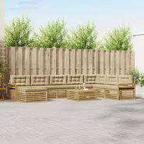 Lauko baldų komplektas Lauko sofos komplektas 9 vnt. 7 vietos Balta ir kreminė