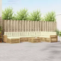 Lauko sofos komplektas 9 vnt. 7 vietos Balta ir kreminė