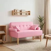 Minkštas kampas su mygtukų apmušalais Rožinė 120 x 65 x 79 cm