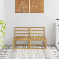 2 Vienetas Lauko Vidurinis Sofa Kietos akacijos mediena Balta