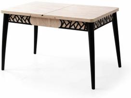 Valgomojo stalas išskleidžiamas Kalune Design Mira, juoda sp./travertine sp., 130 - 160 cm x 80 cm x 75 cm