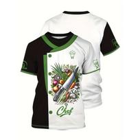 Beautiful 3D printed chef uniforms, women's chef shirts, fashionable work uniforms S
