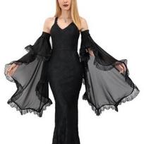 Gothic Detachable Sleeves Victorian Long Tulle Gloves Sheer Mesh Arm Covers Halloween Vampires Witch Cosplay Costumes 1 juoda