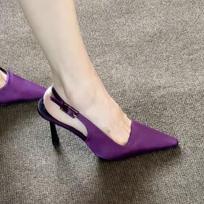 2025 New Designer Summer Women Sandals Fashion Pointed Toe Singbacks Shoes Ladies Party Dress High Heel Stripper Sandalias 35 violetinė